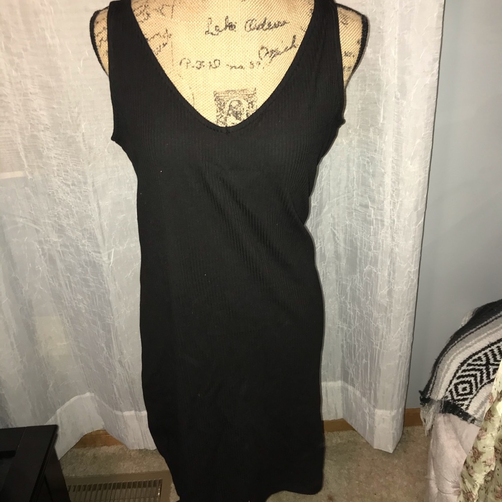 Black midi length dress